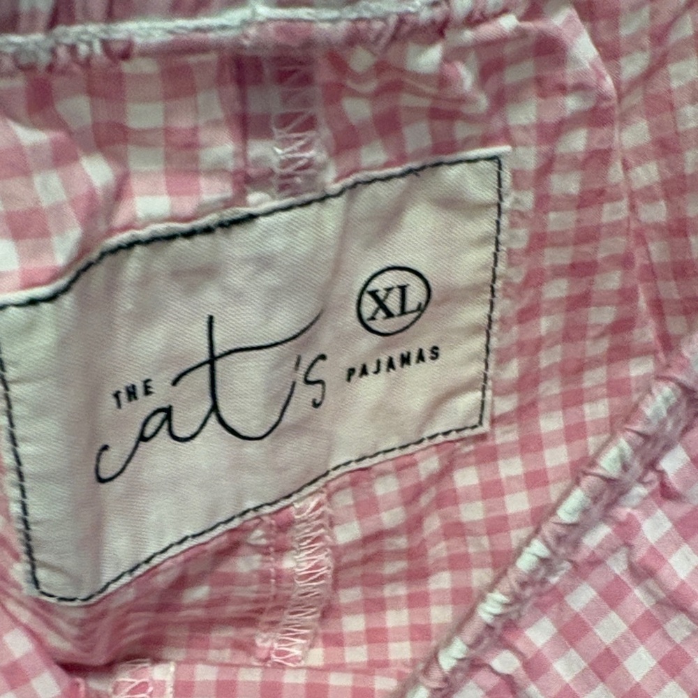 The Cat’s Pajamas Pink Gingham Drawstring Lounge Pants X-Large - Picture 6 of 8